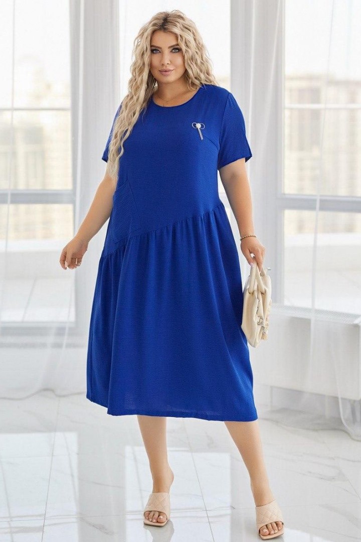 Стильное платье с косой талией и украшением RIL-0527A12