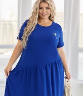 Стильное платье с косой талией и украшением RIL-0527A12