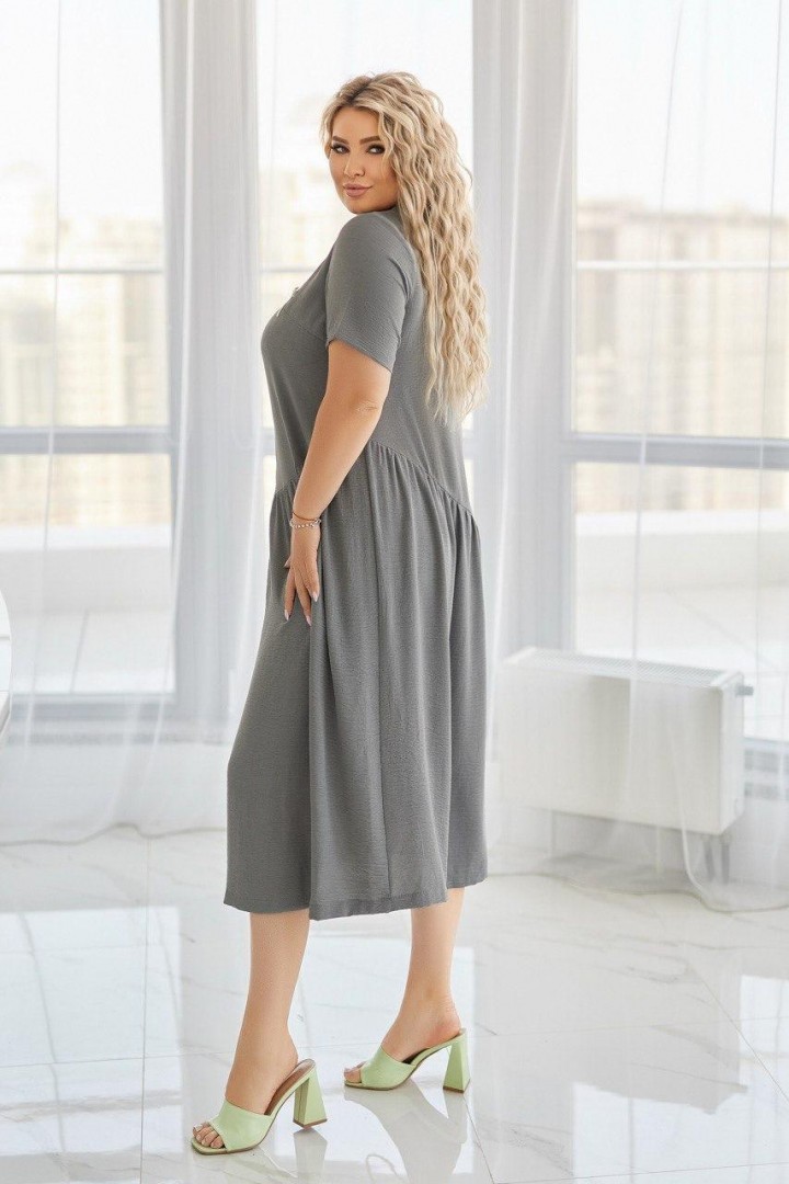 Стильное платье с косой талией и украшением RIL-0527A12