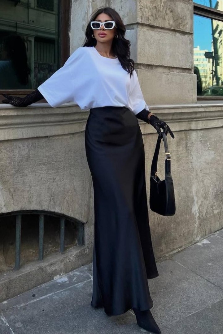 Атласная юбка макси длины EVD-340A390