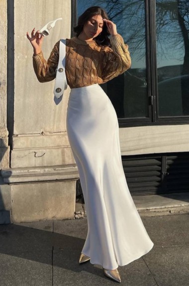 Атласная юбка макси длины EVD-340A390 Атласная юбка макси длины EVD-340A390