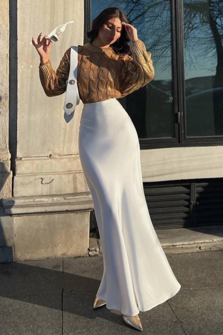 Атласная юбка макси длины EVD-340A390