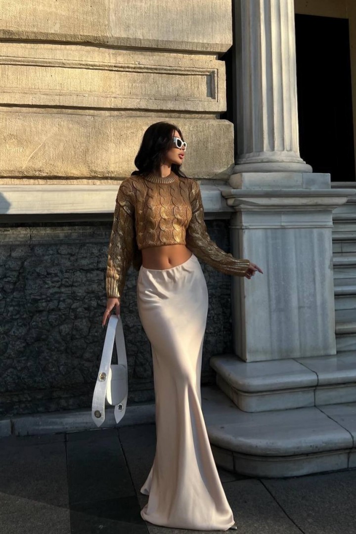 Атласная юбка макси длины EVD-340A390