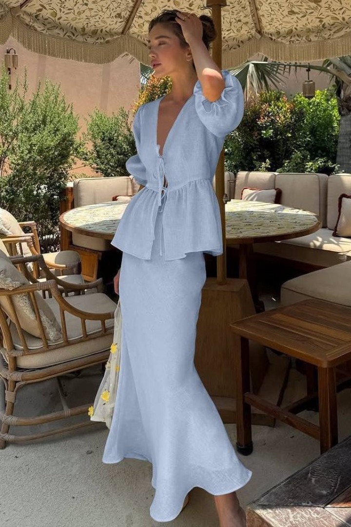 Льняний костюм спідниця і сорочка BAC-967A700