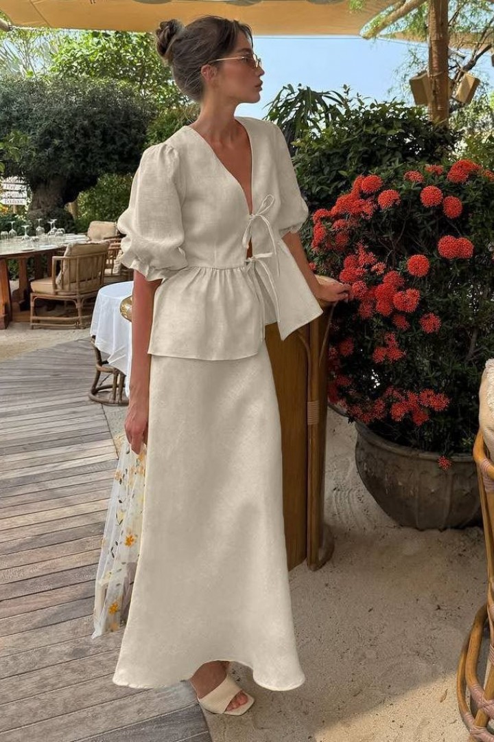 Льняний костюм спідниця і сорочка BAC-967A700