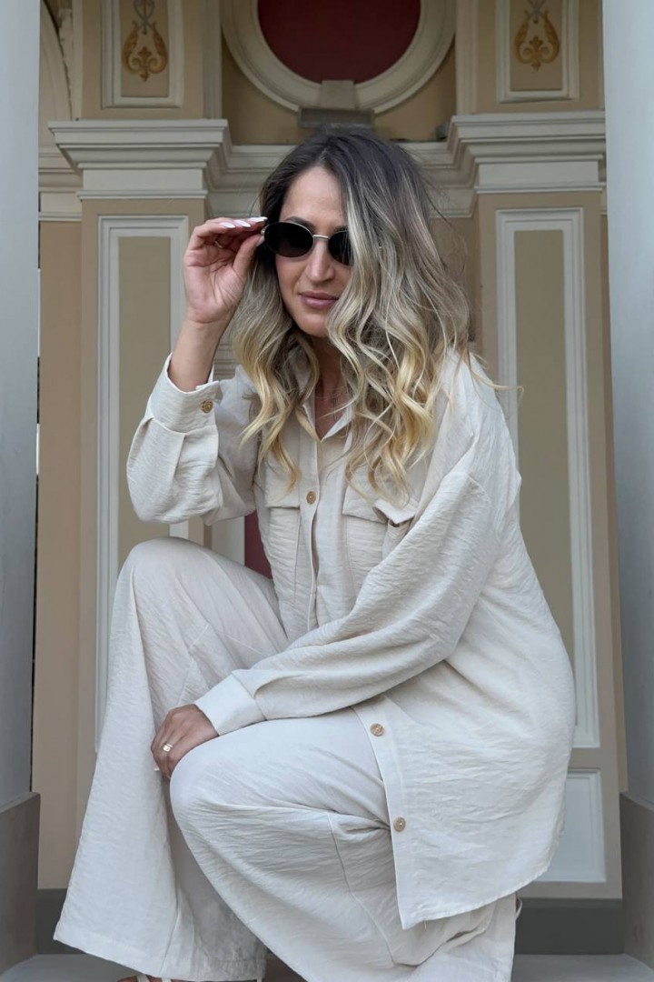 Льняной брючний костюм LOU-1476A800