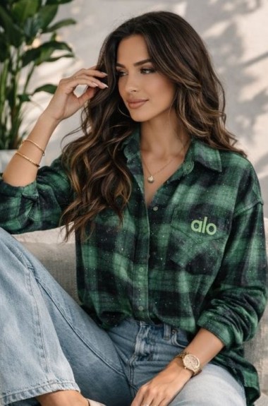 Рубашка в клетку с камнями MIK-16892A450