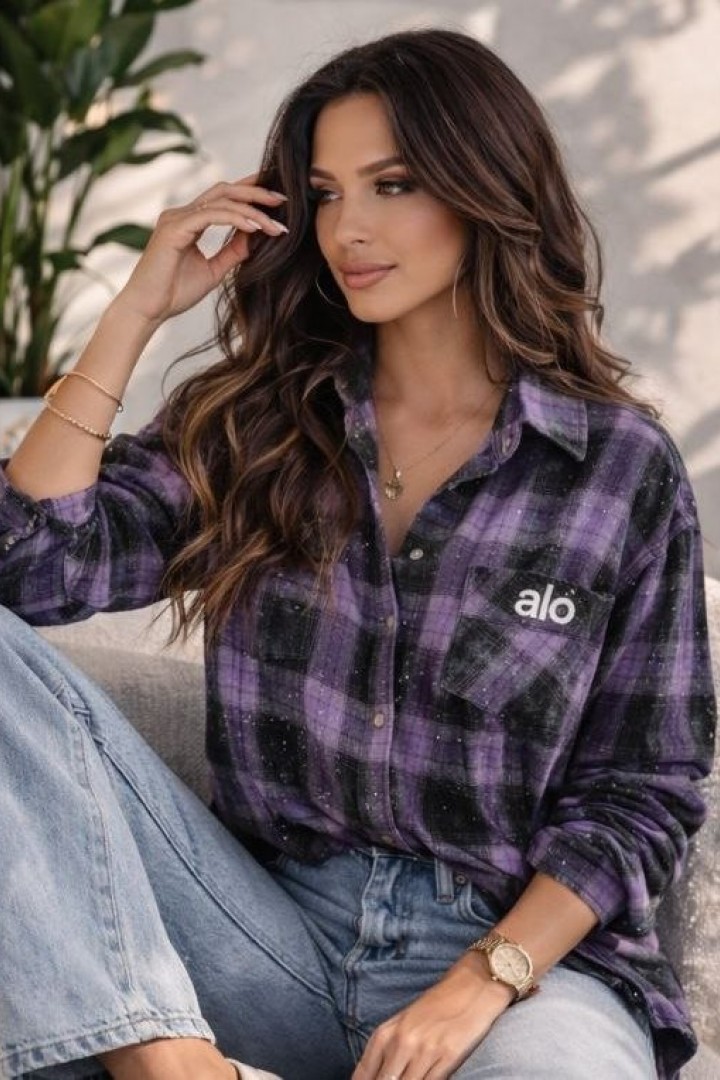 Рубашка в клетку с камнями MIK-16892A450