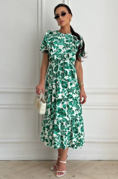 Платье миди с рюшами IMMA-207A430 Платье миди с рюшами IMMA-207A430