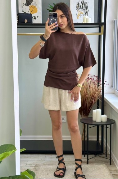 Льняной костюм с шортами  EST-5910A580