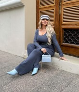 Женский трикотажный костюм в рубчик YBY-896A550 Женский трикотажный костюм в рубчик YBY-896A550