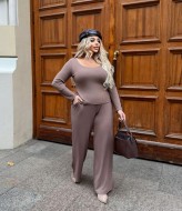 Женский трикотажный костюм в рубчик YBY-896A550 Женский трикотажный костюм в рубчик YBY-896A550