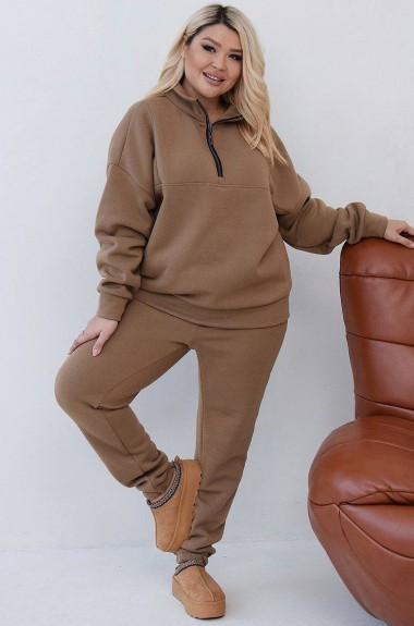 Женский спортивный костюм на флисе батал  SMO-1282A17 Женский спортивный костюм на флисе батал  SMO-1282A17