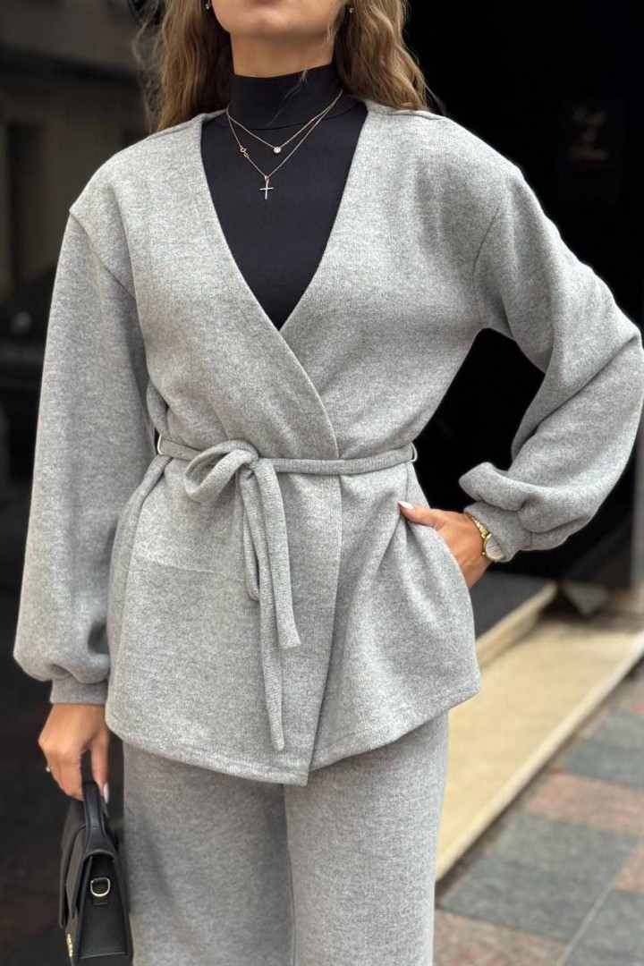 Прямі штани та подовжений жакет з поясом MIK-5168A650