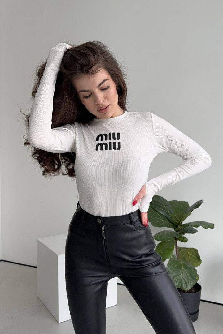 Белый лонгслив с накатом MIK-4194A190