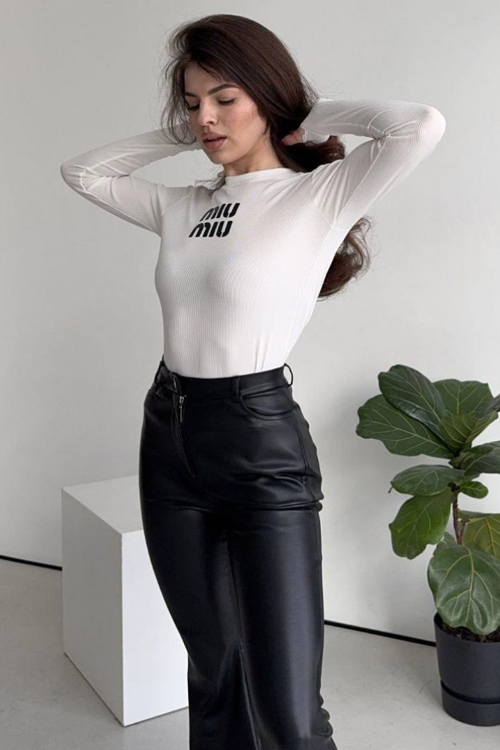 Белый лонгслив с накатом MIK-4194A190