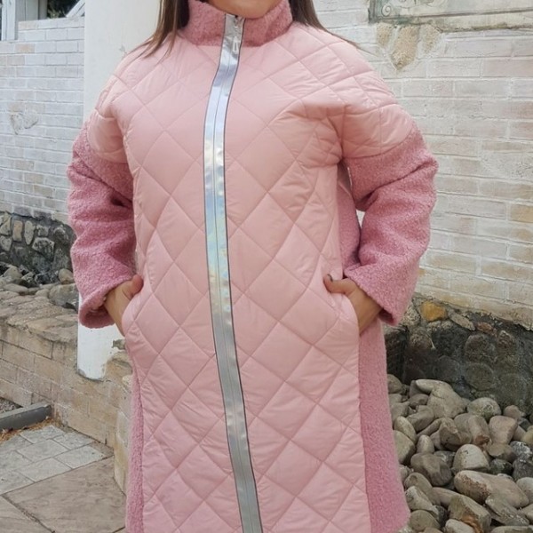 Комбинированное пальто женское YM-05045.05046A25