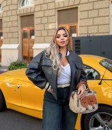 Кожаная куртка бомбер женская RAL-757A850