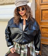 Кожаная куртка бомбер женская RAL-757A850