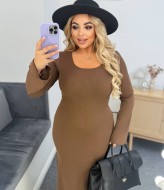 Длинное платье в рубчик  INS-438A750