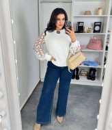 Свитер с кружевными рукавами IV-0163A400