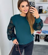 Свитер с кружевными рукавами IV-0163A400