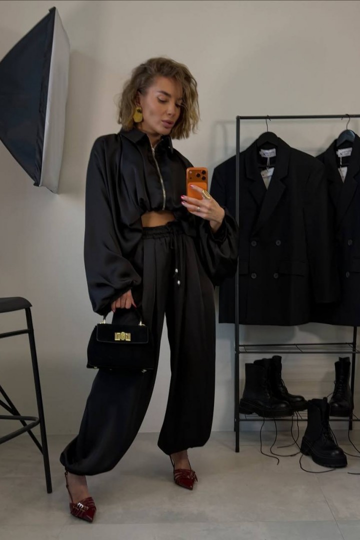 Шовковий брючний костюм двійка LOU-1401A900