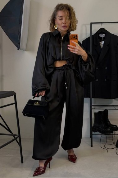 Шелковый брючный костюм двойка LOU-1401A900