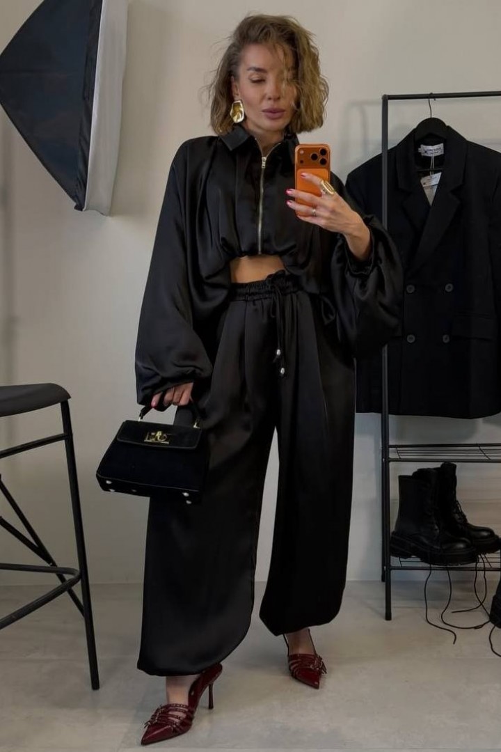 Шовковий брючний костюм двійка LOU-1401A900