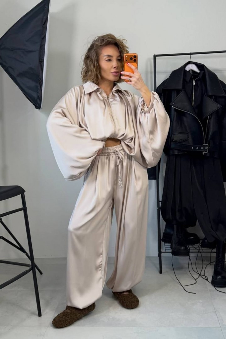 Шовковий брючний костюм двійка LOU-1401A900