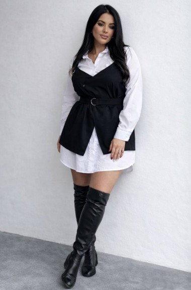 Стильний комплект туніка-сорочка та жилетка INS-492A1100