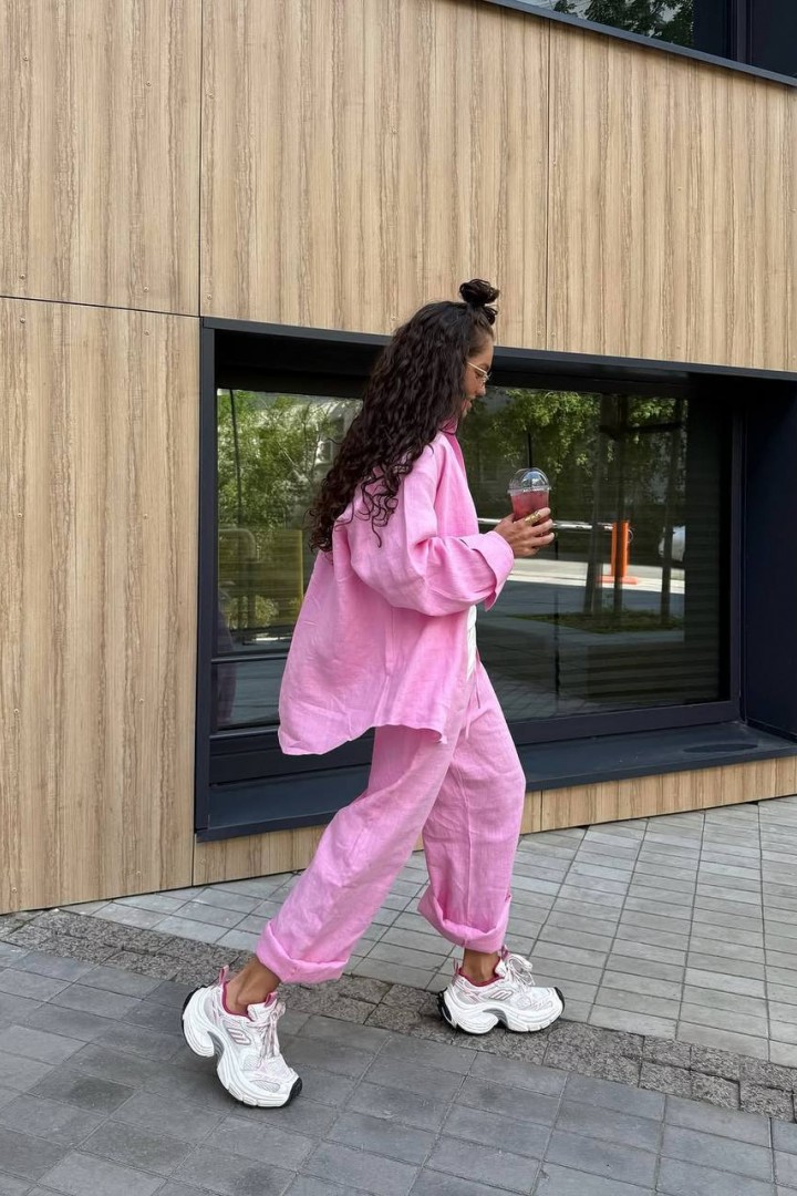 Женский льняной костюм  NUL-8013A680