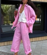 Женский льняной костюм  NUL-8013A680