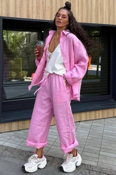 Женский льняной костюм  NUL-8013A680