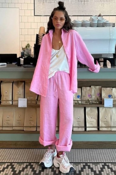 Женский льняной костюм  NUL-8013A680