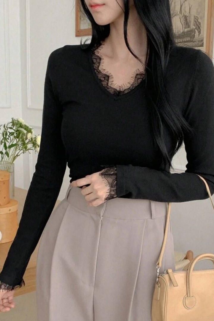 Лонгслив с кружевом IMMA-458A380