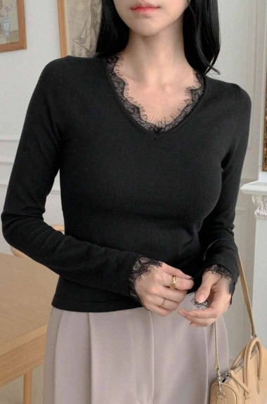 Лонгслив с кружевом IMMA-458A380