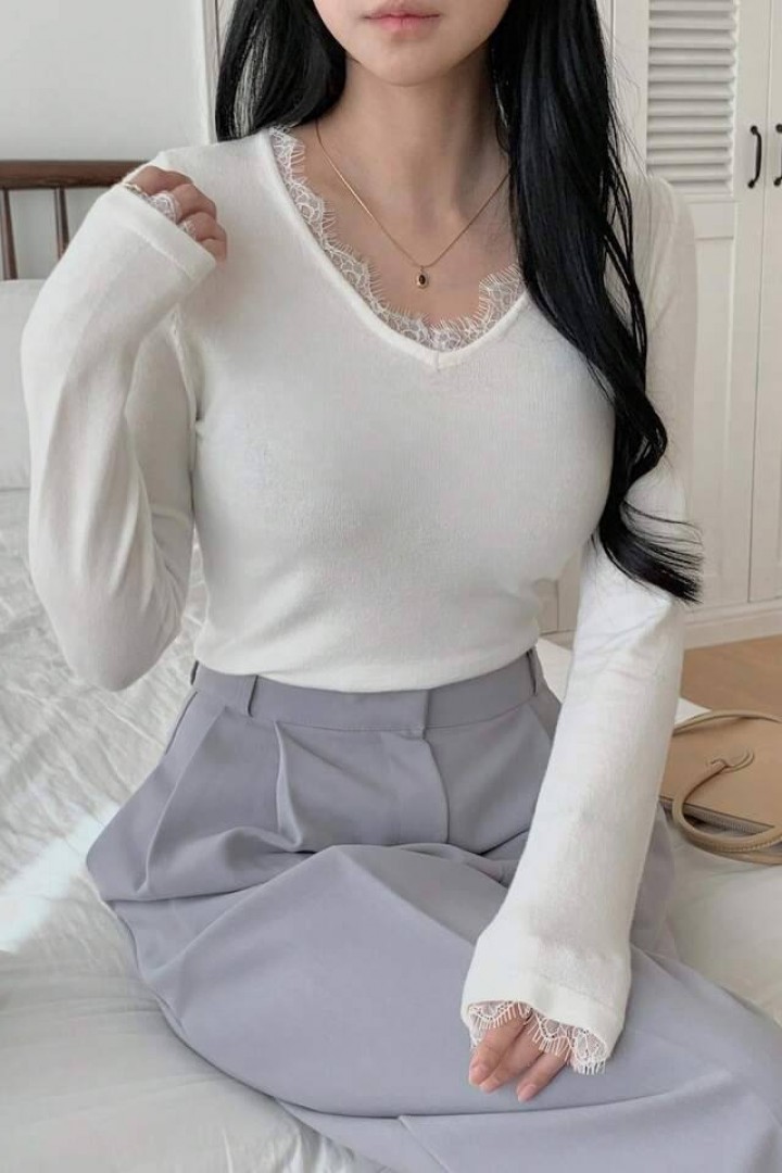 Лонгслив с кружевом IMMA-458A380