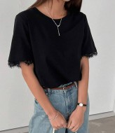 Футболка с кружевом на рукавах IMMA-460A350