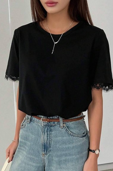 Футболка с кружевом на рукавах IMMA-460A350