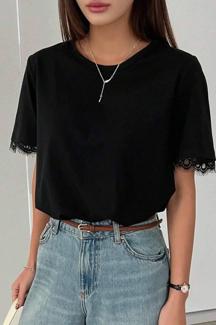 Футболка с кружевом на рукавах IMMA-460A350