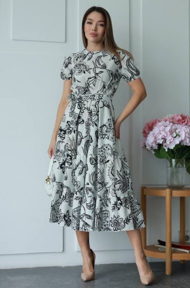 Льняное платье с рукавами фонарик IMMA-467A599B699