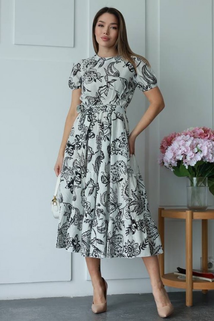 Льняное платье с рукавами фонарик IMMA-467A599B699