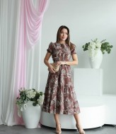 Льняное платье с рукавами фонарик IMMA-467A599B699