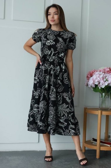 Льняное платье с рукавами фонарик IMMA-467A599B699