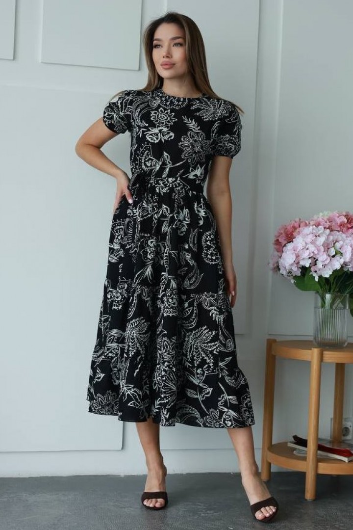 Льняное платье с рукавами фонарик IMMA-467A599B699