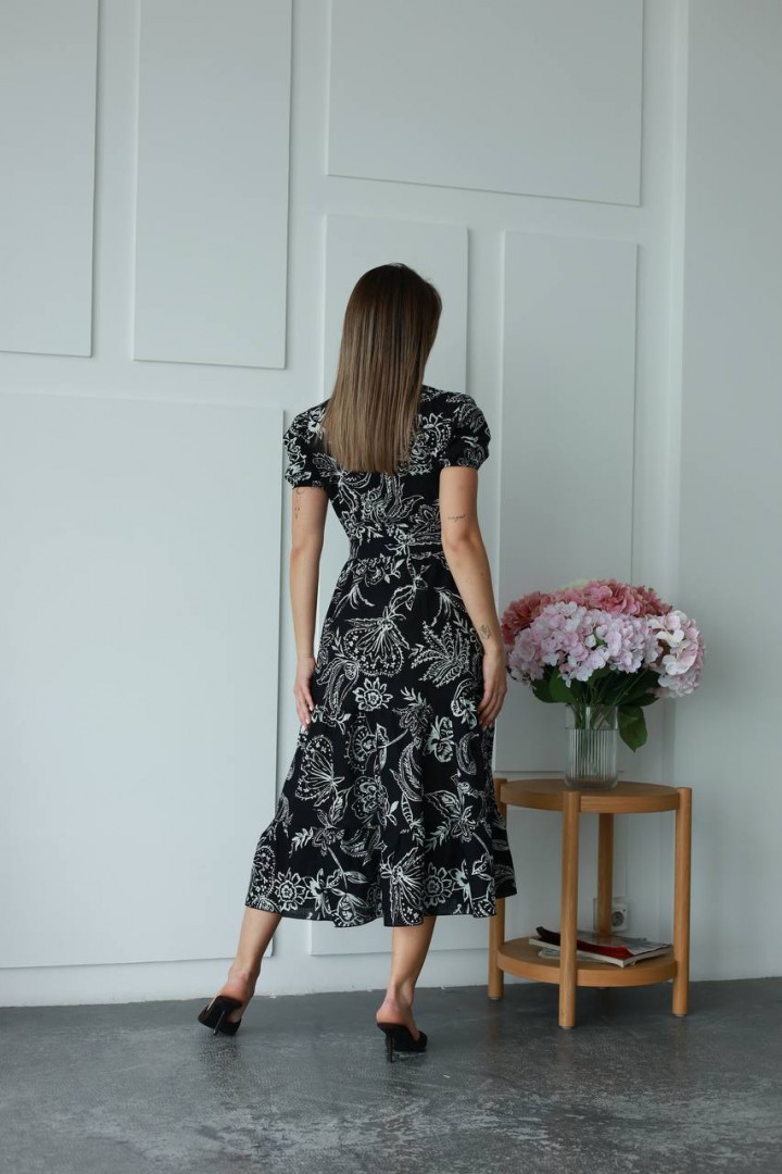 Льняное платье с рукавами фонарик IMMA-467A599B699