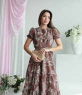 Льняное платье с рукавами фонарик IMMA-467A599B699