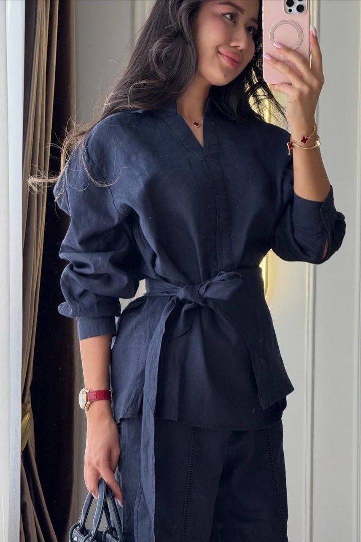 Брючный льняной костюм LOU-1541A1100