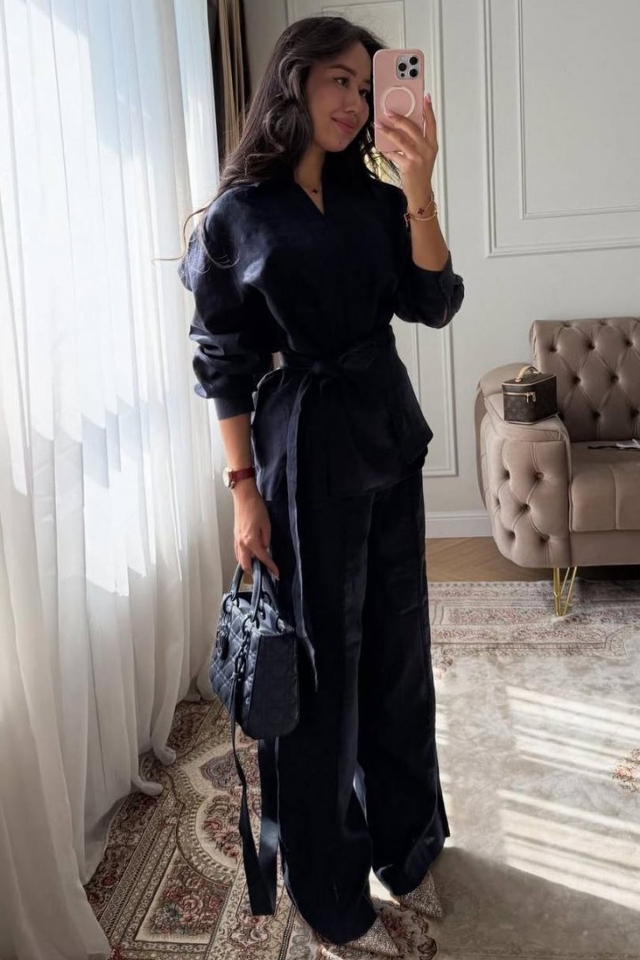 Брючный льняной костюм LOU-1541A1100